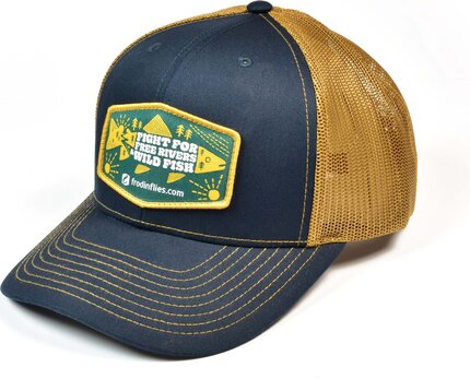 FrodinFlies Free Rivers & Wild Fish Trucker Hat Navy/Caramel